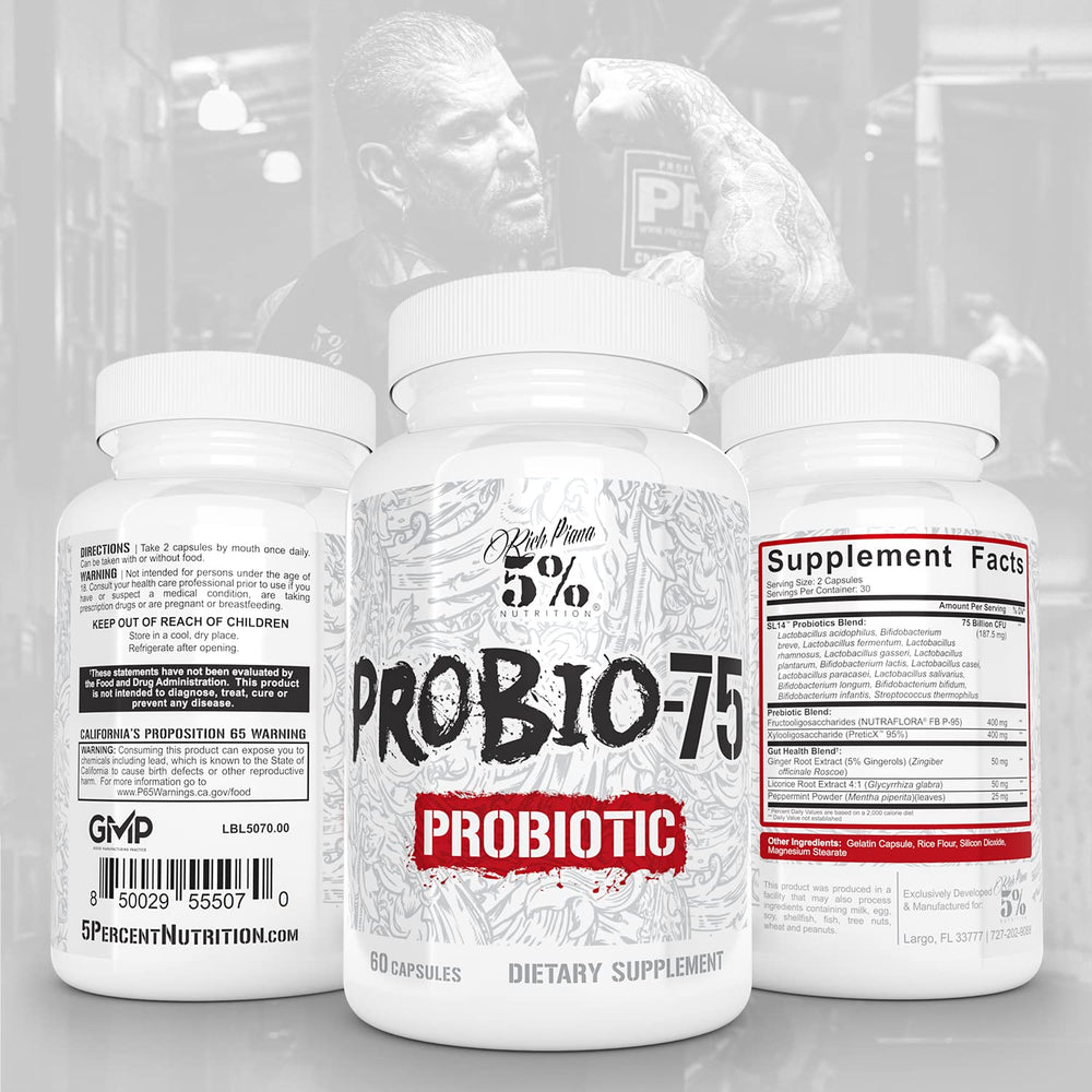 CFU infographic highlighting 14 probiotic strains and gut health benefits