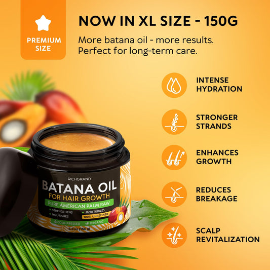 RICHGRAND Batana Oil texture close-up highlights creamy, nourishing consistency.