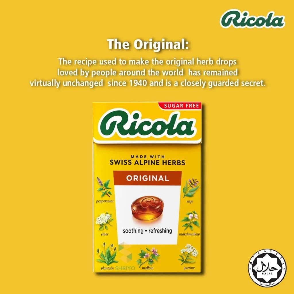 Back view of Ricola 45g pack10 packaging