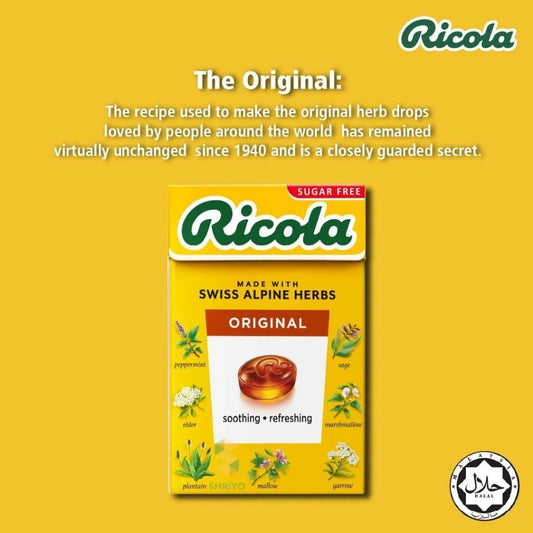 Back view of Ricola 45g pack10 packaging