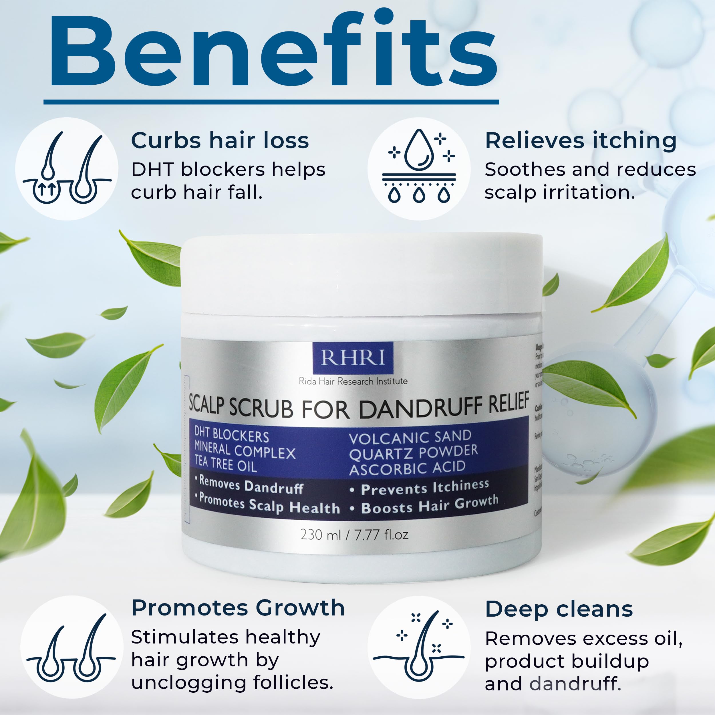 Rida Hair Anti Dandruff Scrub pack shot showing medicated formula.