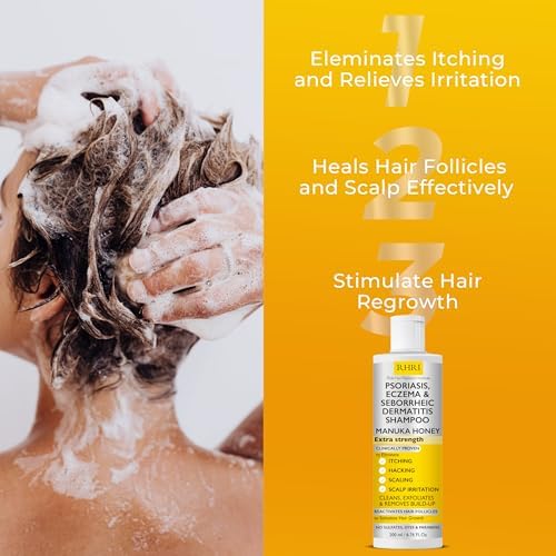 Rida Hair Research Institute antifungal psoriasis shampoo closeup highlights Manuka Honey.