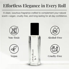 Cruelty-free and alcohol-free badge on perfume bottle