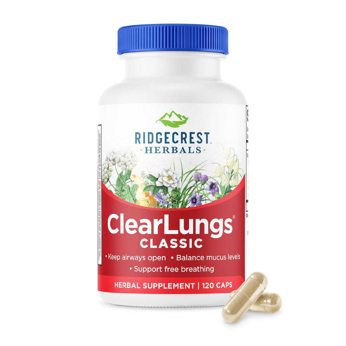Ridgecrest ClearLungs Classic bottle on white background