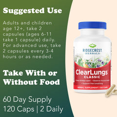 RidgeCrest ClearLungs Classic label highlights product details