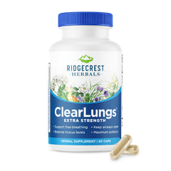 Front view of RidgeCrest ClearLungs Extra Strength bottle (60 capsules)
