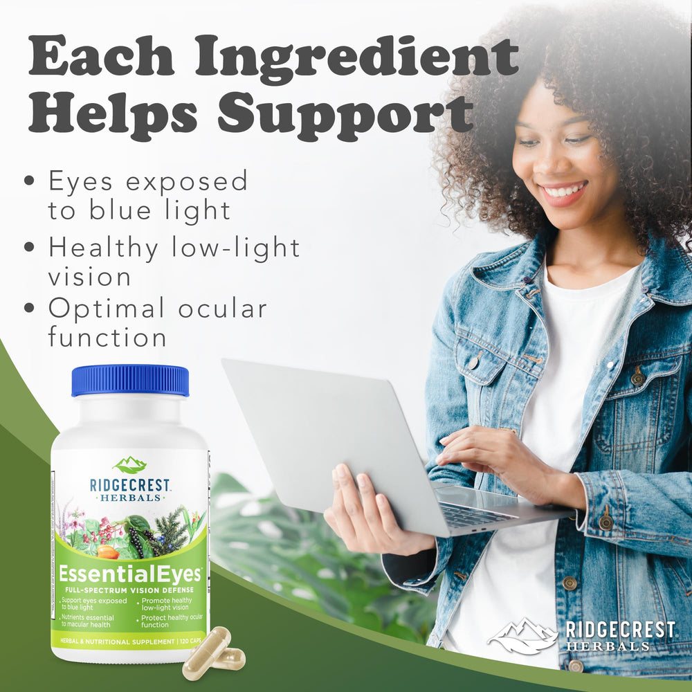 EssentialEyes bottle showing label with Lutein and Zeaxanthin details
