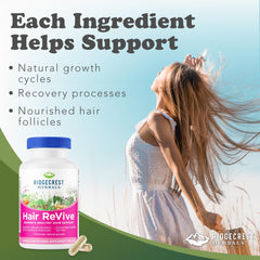 RidgeCrest Hair ReVive bottle cap close-up for easy dosing.