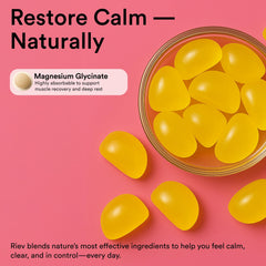 Close-up of ingredients: magnesium glycinate, chamomile and mint