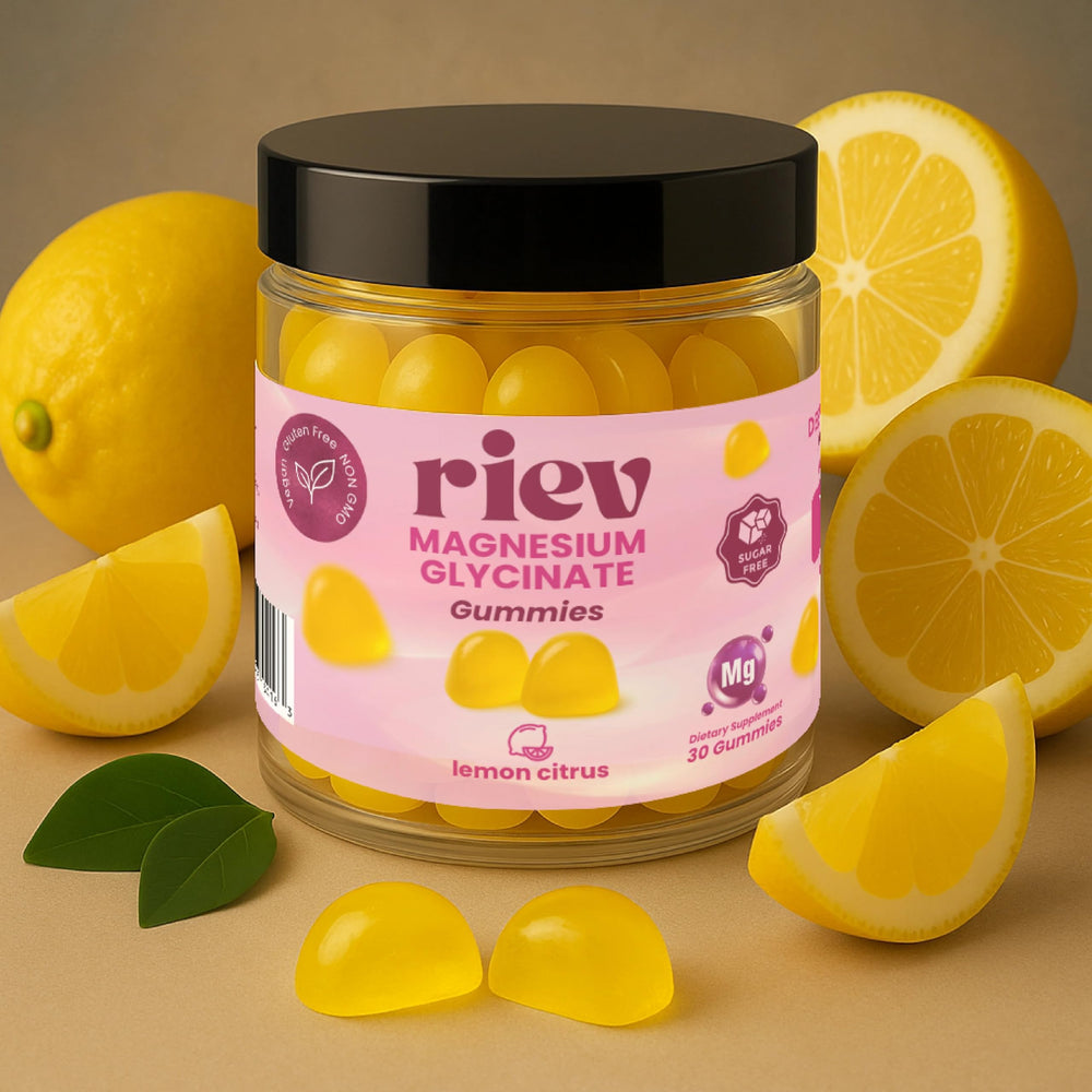 Nutrition and ingredients label detail for Riev Magnesium Glycinate Gummies