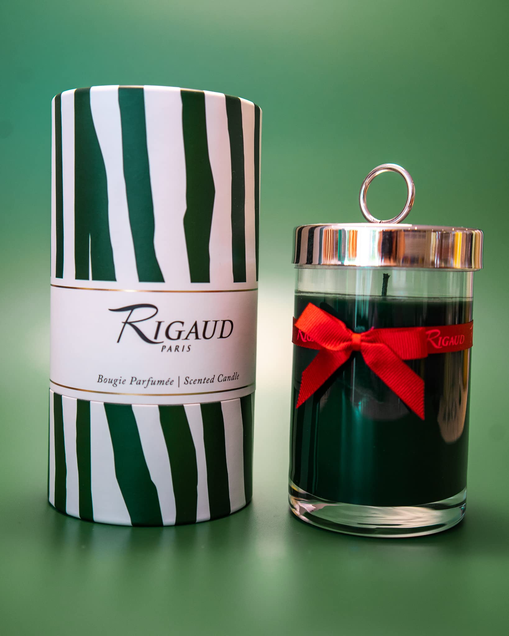 Rigaud Cypres Candle 230g - satin ribbon around neck