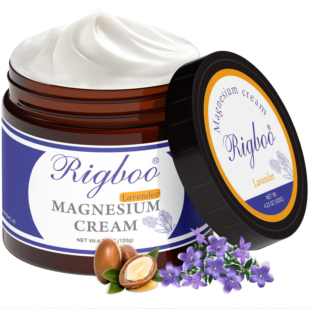 RIGBOO Magnesium Lotion Lavender bottle on white background