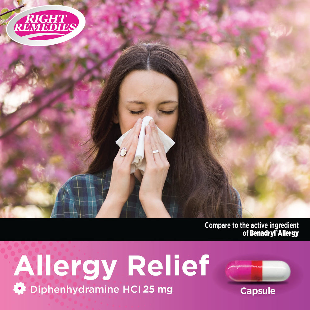 Right Remedies box with imagery communicates trusted seasonal allergy relief.