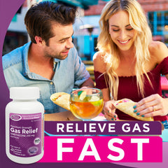 RIGHT REMEDIES Gas Relief ingredients simethicone highlight anti-foaming action.