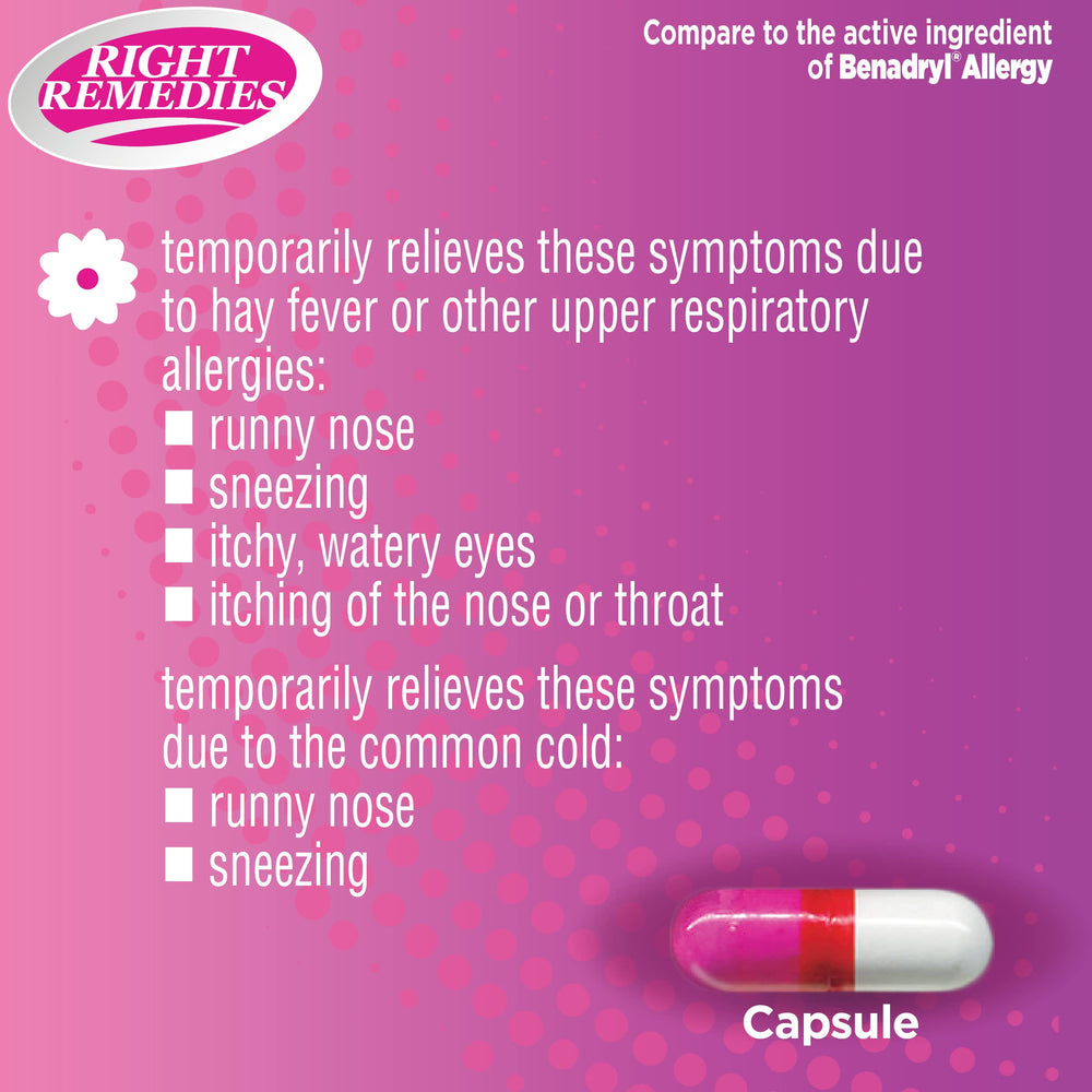 Right Remedies capsules on a tray illustrate multi-symptom allergy support.