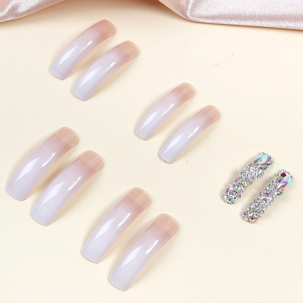 RIICFDD pink gradient full-cover nails offer chic versatility for daily or party looks.