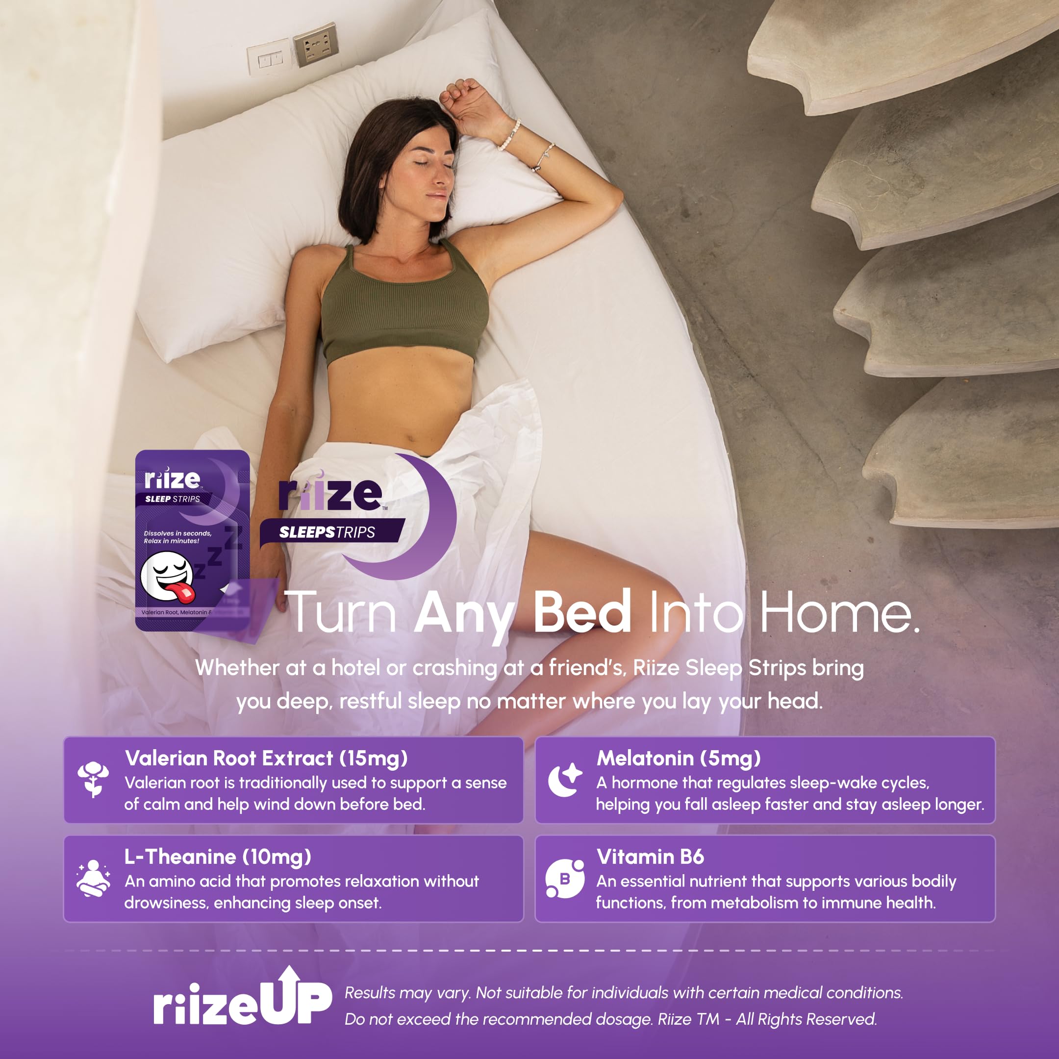 Riize Sleep Strips dissolving under the tongue