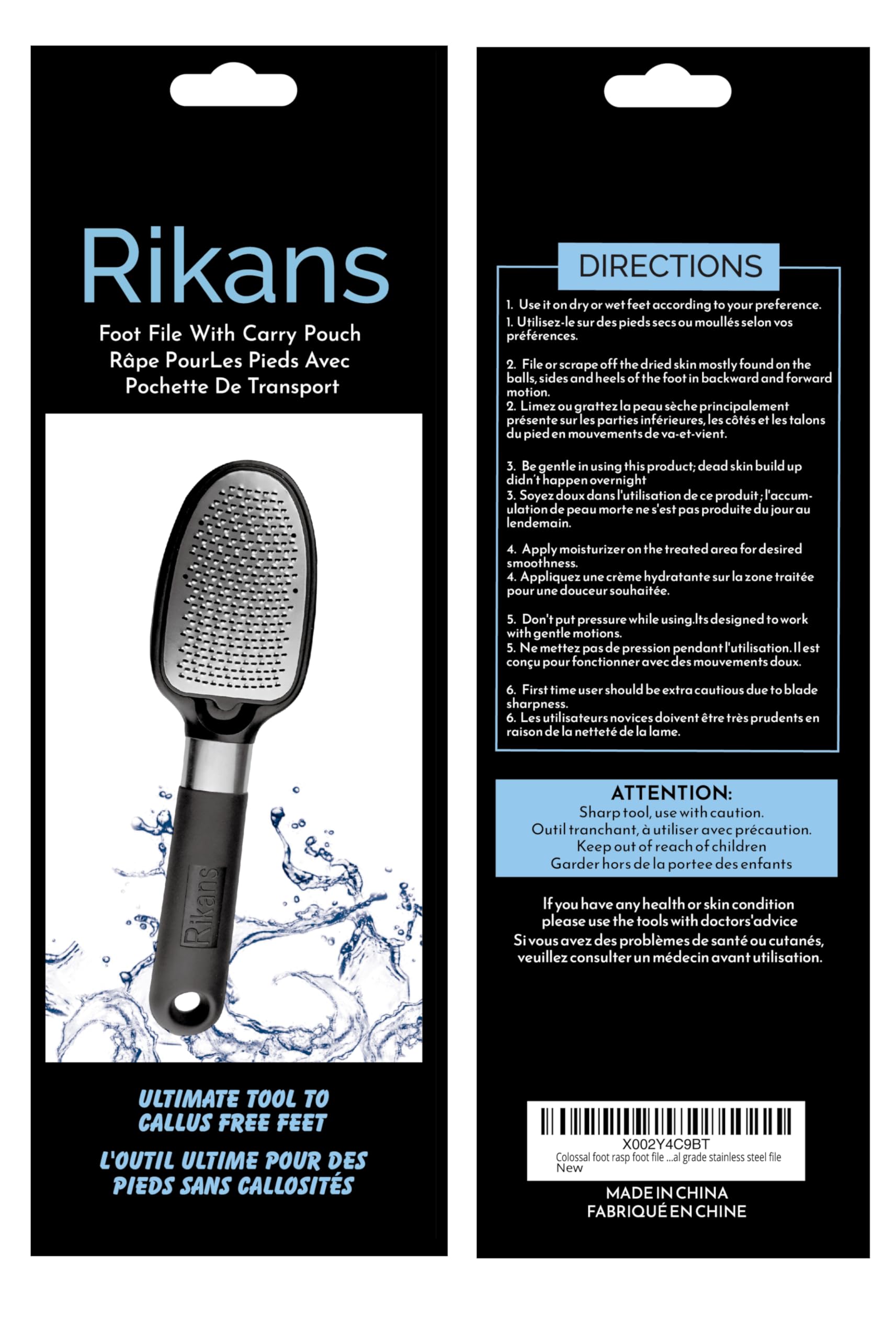 Rikans Foot File effective on both wet and dry feet for versatility