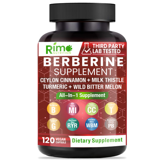 Rimo Nutrition Berberine with Ceylon Cinnamon bottle 120 capsules