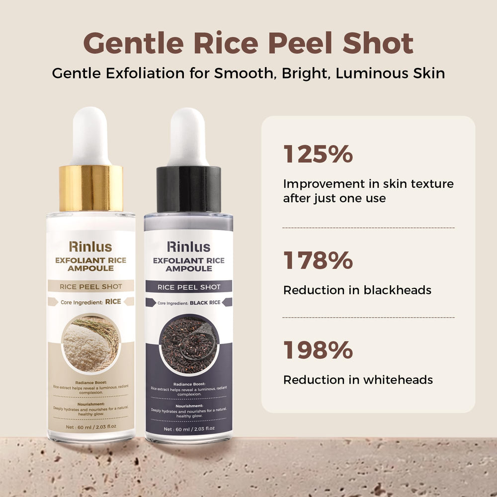 Rinlus Black and White Rice Complex duo highlighted for deep cleansing and gentle exfoliation