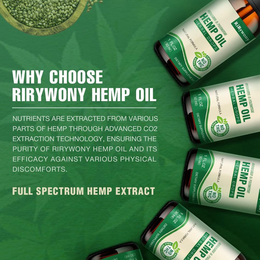 RiRywony Health Hemp Oil 3-Pack label showing Organic, Vegan, Non-GMO
