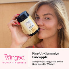Front packaging view of Rise Up energy and focus gummies for women