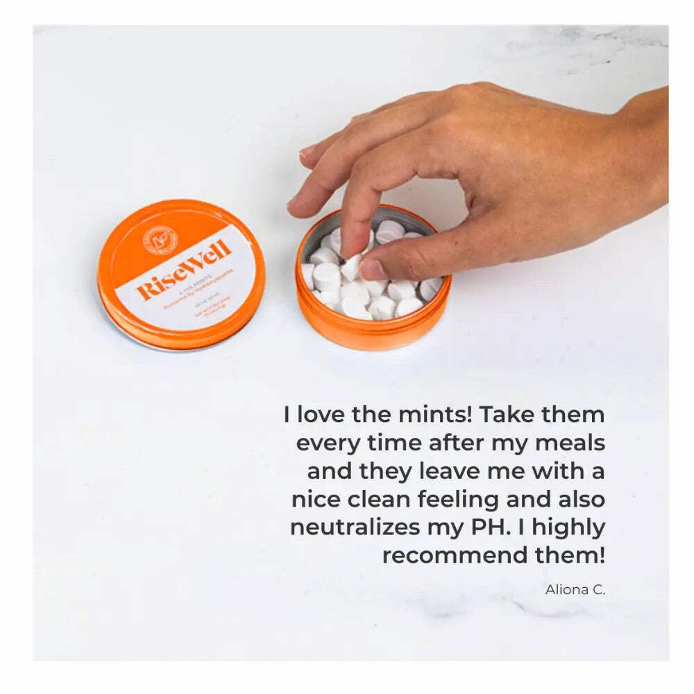 Ingredients and sugar-free xylitol in RiseWell mints