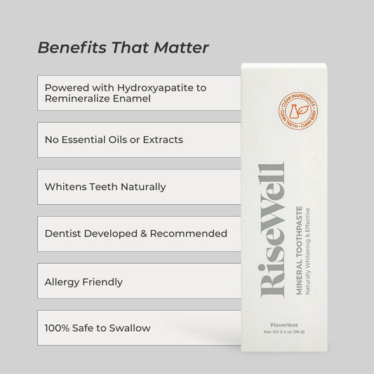 Back label detailing hydroxyapatite and fluoride-free claims
