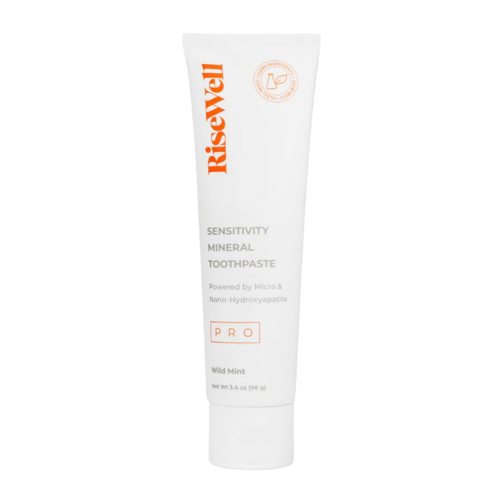 RiseWell PRO Mineral Toothpaste with Wild Mint flavor in tube and packaging