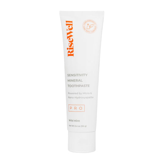 RiseWell PRO Mineral Toothpaste with Wild Mint flavor in tube and packaging