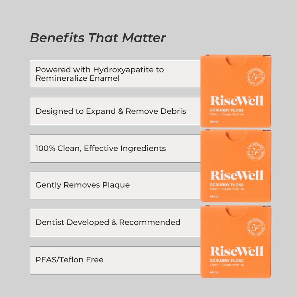 Hydroxyapatite enriched RiseWell floss close-up