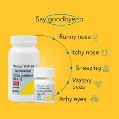 Rising Pharma Cetirizine HCL bottle with 500 tablets, convenient daily dosing.