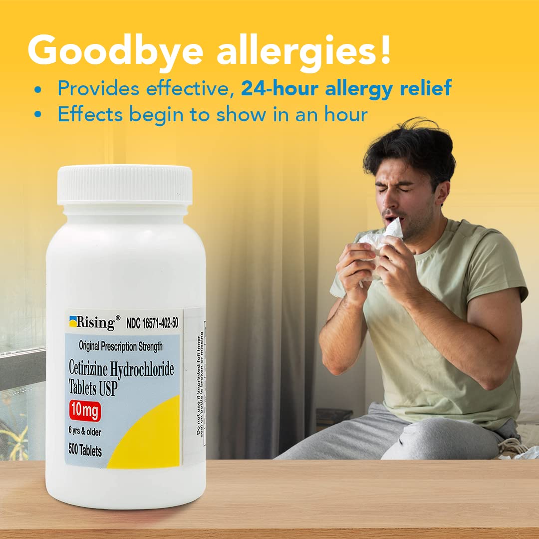 Rising Pharma Cetirizine HCL used for indoor and outdoor allergy relief.