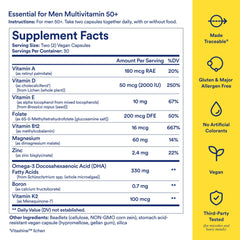 Ritual multivitamin for men 50+ delayed-release capsules, omega-3 emphasis