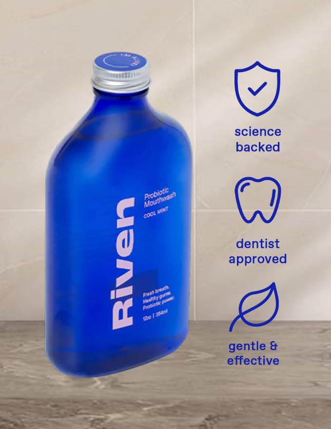 Riven Probiotic Mouthwash packaging label close-up