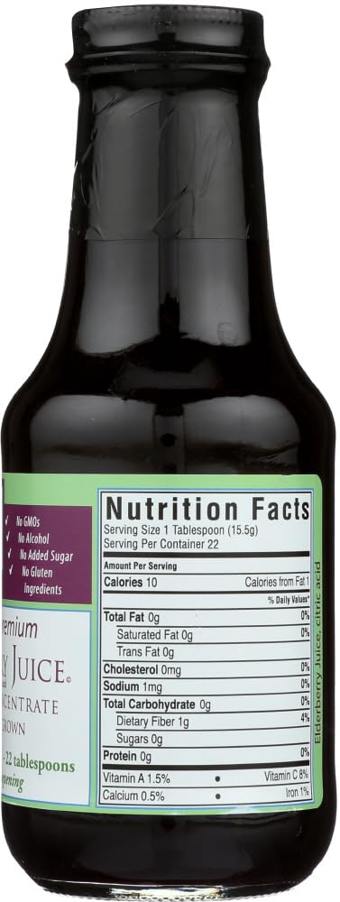 Close-up of River Hills Harvest Elderberry Juice bottle label