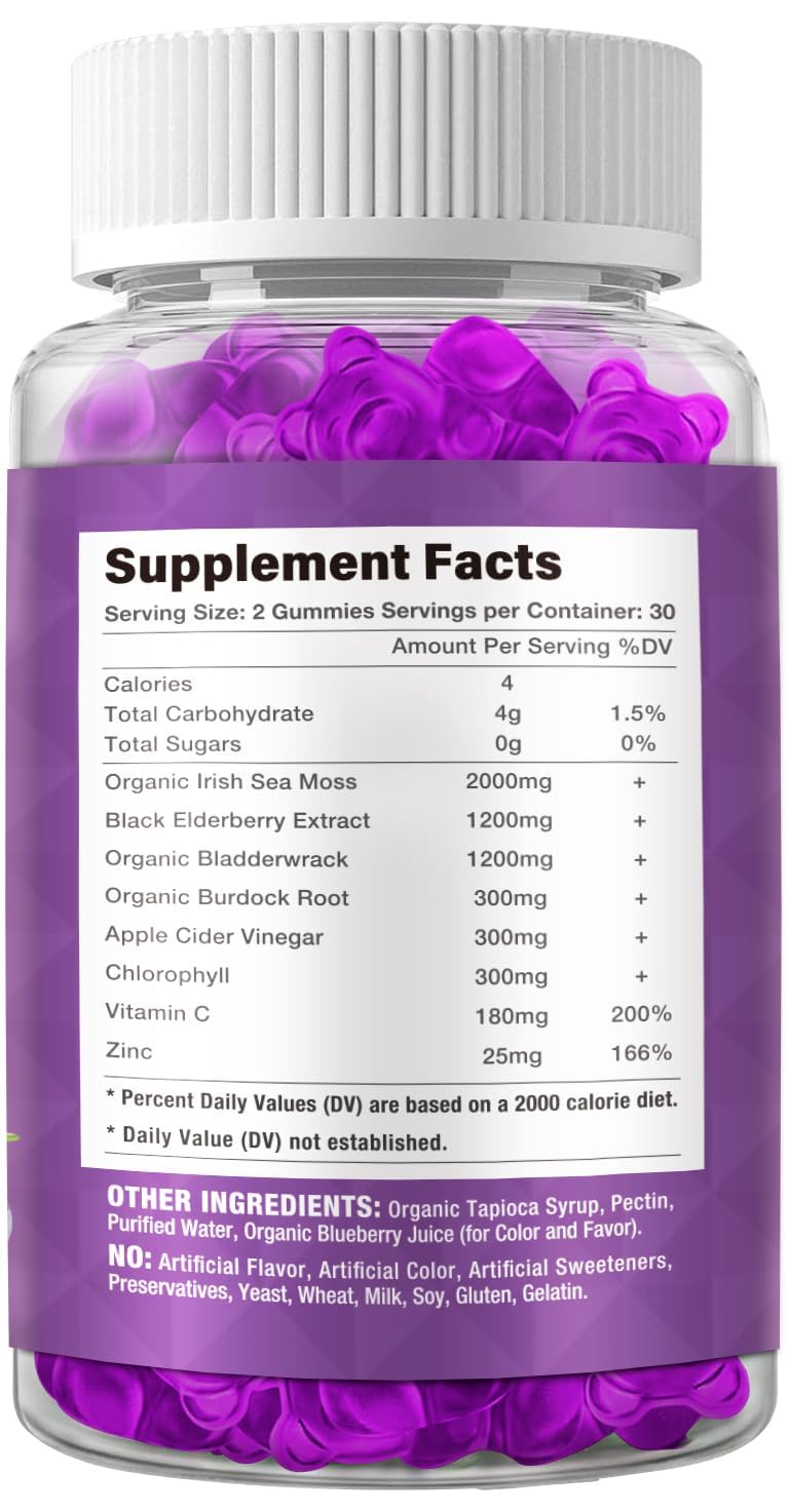 120-count pack of Riyuetian Sea Moss & Elderberry Gummies