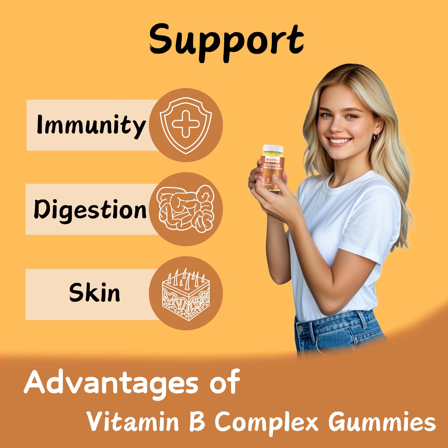 Vitamin C and Zinc ingredients for Riyuetian B Complex Gummies