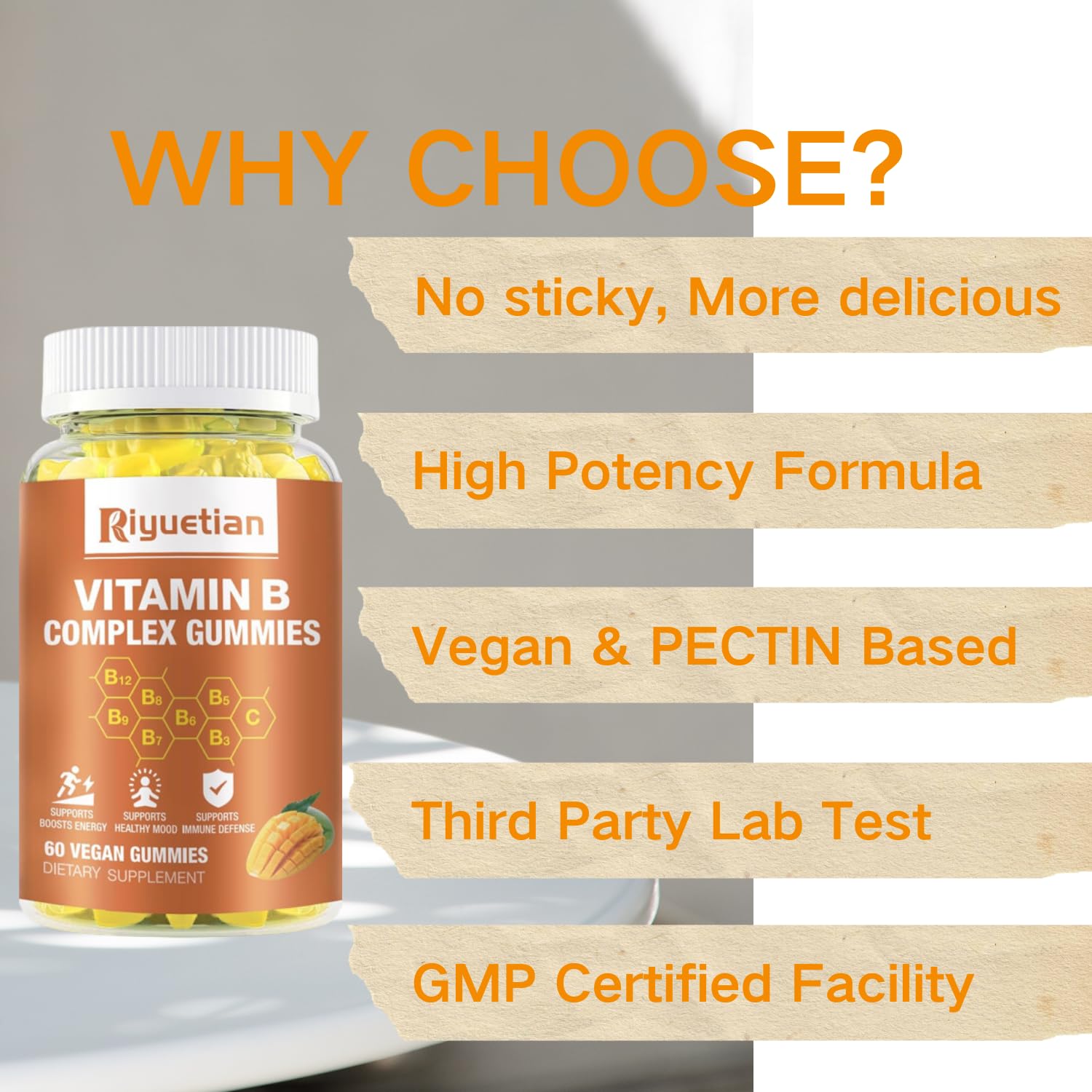Portable pouch packaging of Riyuetian Vitamin B Complex Gummies