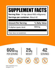 Unflavored R-ALA powder in a 25g pack with scoop