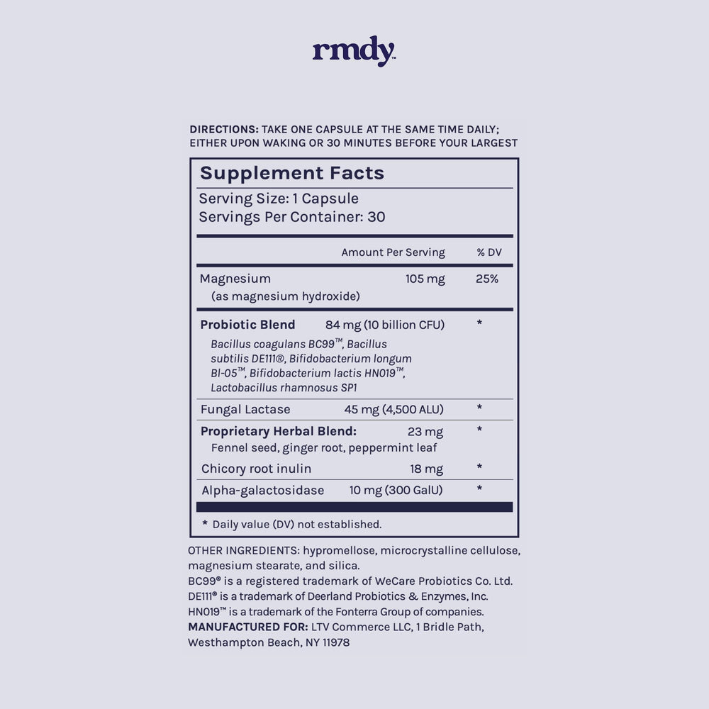 Rmdy 30 capsules bottle label