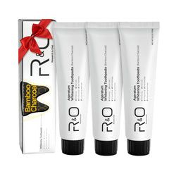 Graphic showing stain removal and whitening concept for bamboo charcoal toothpaste
