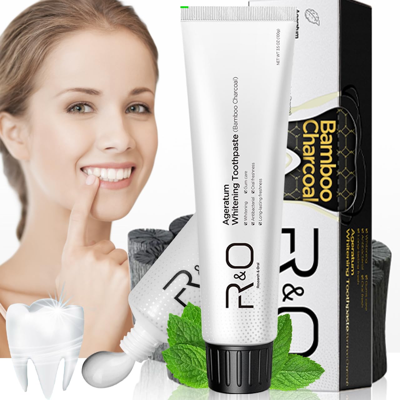 Fresh breath concept with toothpaste branding