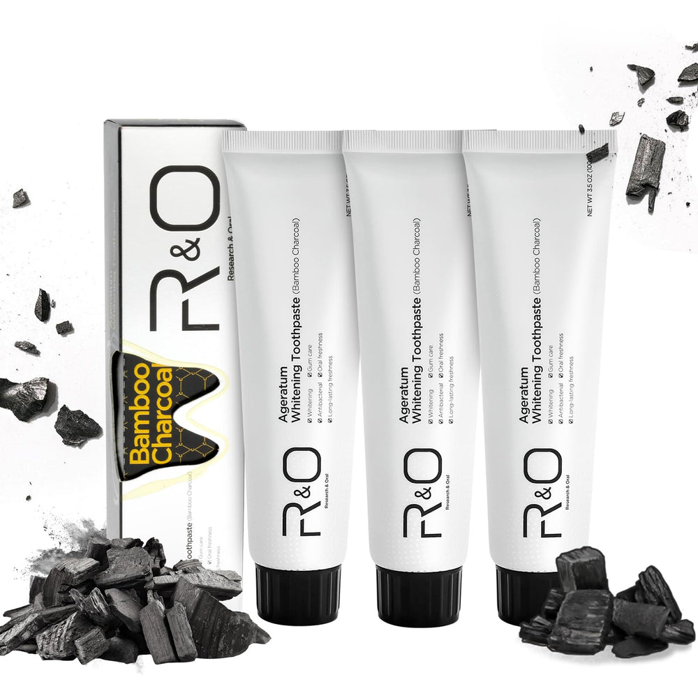 Front view of R&O Ageratum Whitening Toothpaste with Bamboo Charcoal 3.53 oz