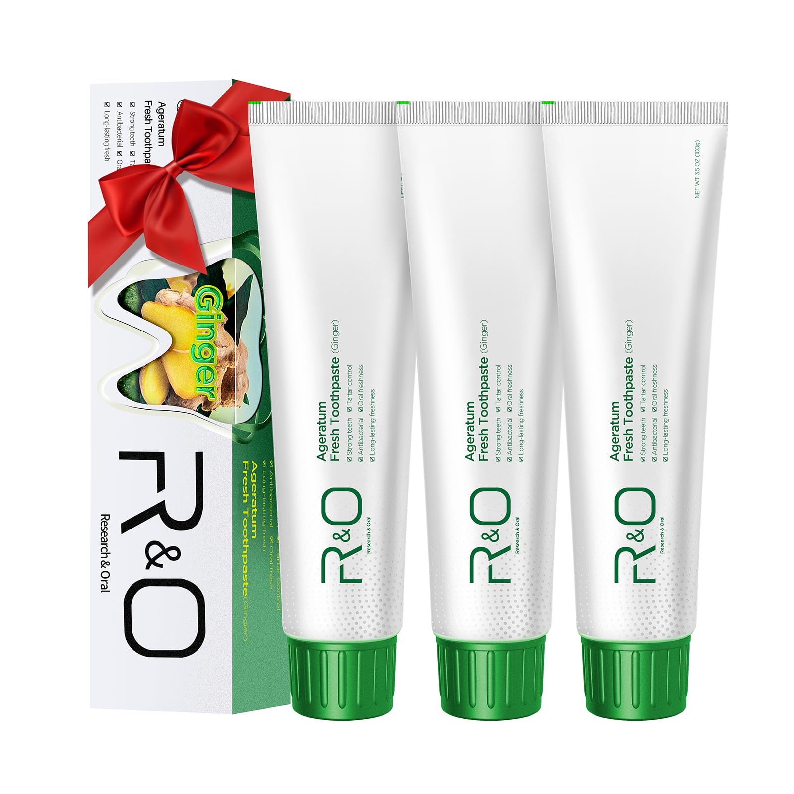 Product benefits icons for plaque removal and fresh breath