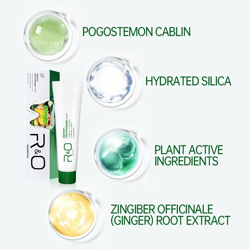 Ingredients panel of R&O Ginger Mint Fresh Toothpaste