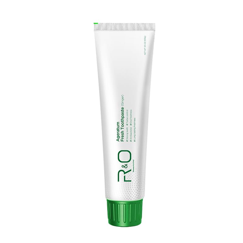 Side view of toothpaste tube showing Ginger Mint flavor