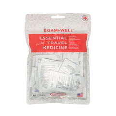 Roamwell Essential Travel Medicine Kit cover demonstrates ultra-compact packing for travelers.