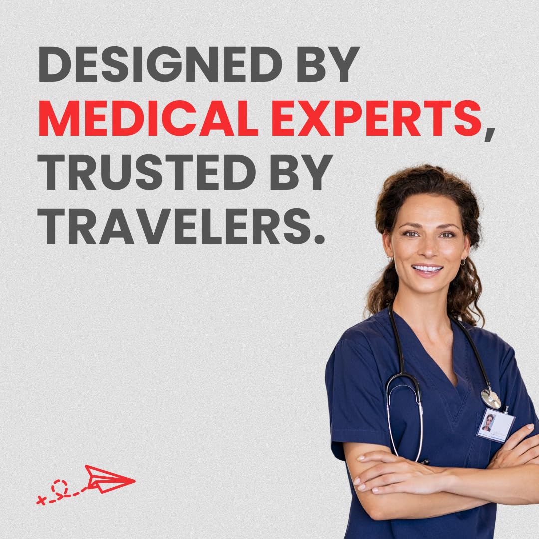 Roamwell kit waterproof pouch protects meds during travel for safety.