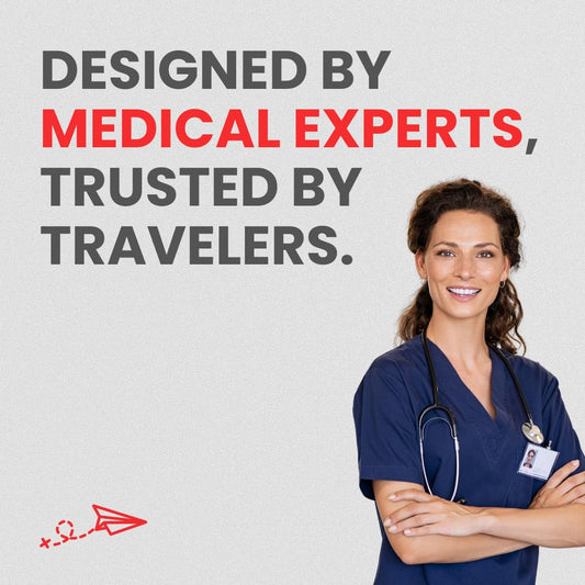 Roamwell kit waterproof pouch protects meds during travel for safety.